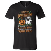 Happy Halloween Math Teacher Scientist Funny Design V-Neck T-Shirt