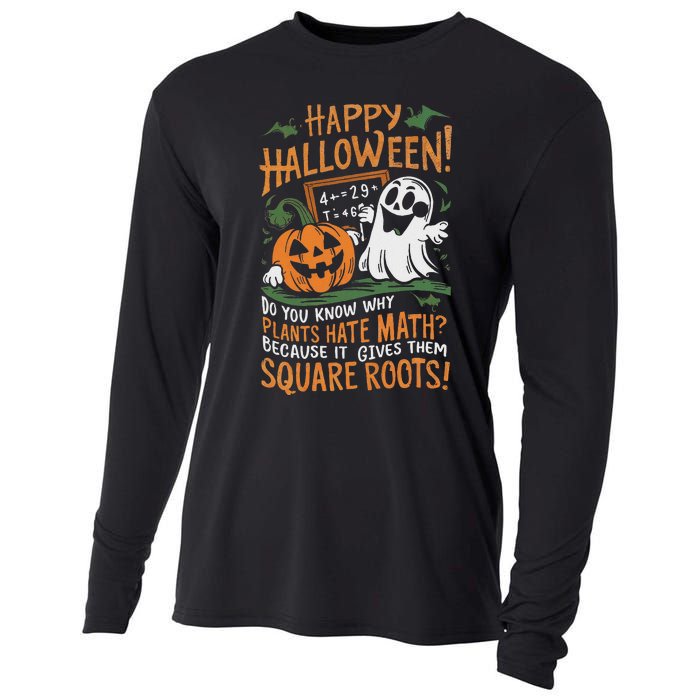 Happy Halloween Math Teacher Scientist Funny Design Cooling Performance Long Sleeve Crew