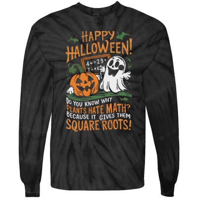 Happy Halloween Math Teacher Scientist Funny Design Tie-Dye Long Sleeve Shirt