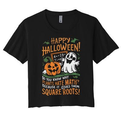 Happy Halloween Math Teacher Scientist Funny Design Women's Crop Top Tee