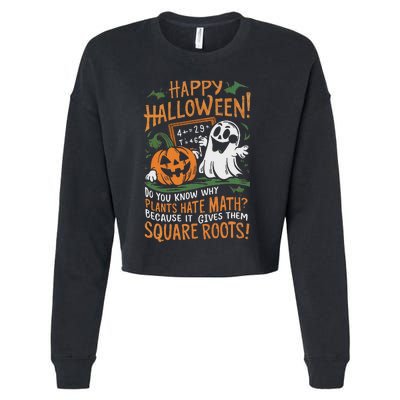 Happy Halloween Math Teacher Scientist Funny Design Cropped Pullover Crew