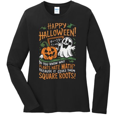 Happy Halloween Math Teacher Scientist Funny Design Ladies Long Sleeve Shirt