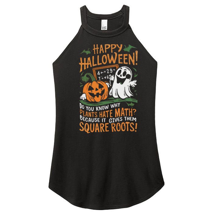 Happy Halloween Math Teacher Scientist Funny Design Women's Perfect Tri Rocker Tank