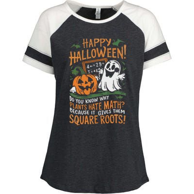 Happy Halloween Math Teacher Scientist Funny Design Enza Ladies Jersey Colorblock Tee