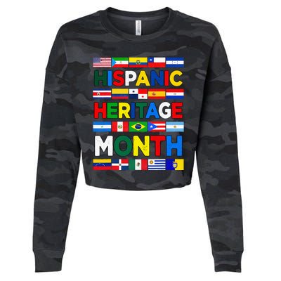 Hispanic Heritage Month Flags All Countries Flag Heart Hands Cropped Pullover Crew