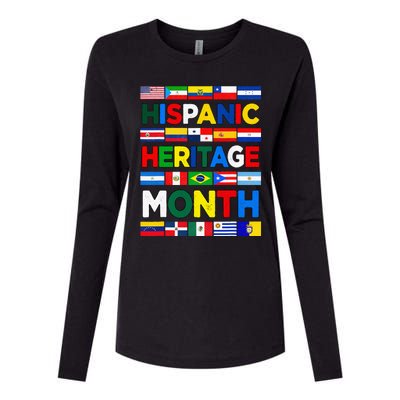 Hispanic Heritage Month Flags All Countries Flag Heart Hands Womens Cotton Relaxed Long Sleeve T-Shirt