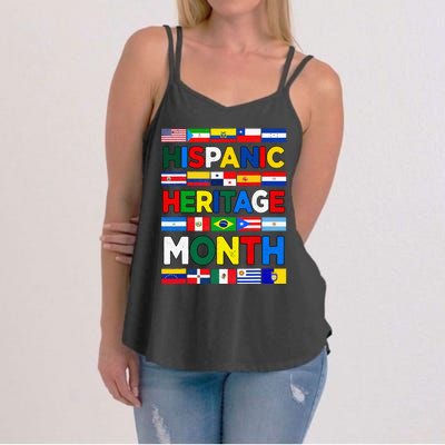 Hispanic Heritage Month Flags All Countries Flag Heart Hands Women's Strappy Tank