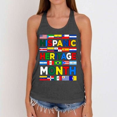 Hispanic Heritage Month Flags All Countries Flag Heart Hands Women's Knotted Racerback Tank