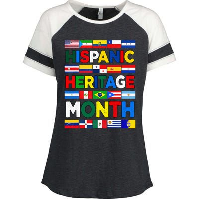 Hispanic Heritage Month Flags All Countries Flag Heart Hands Enza Ladies Jersey Colorblock Tee