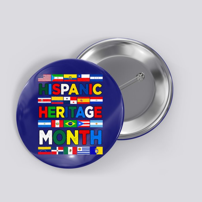 Hispanic Heritage Month Flags All Countries Flag Heart Hands Button