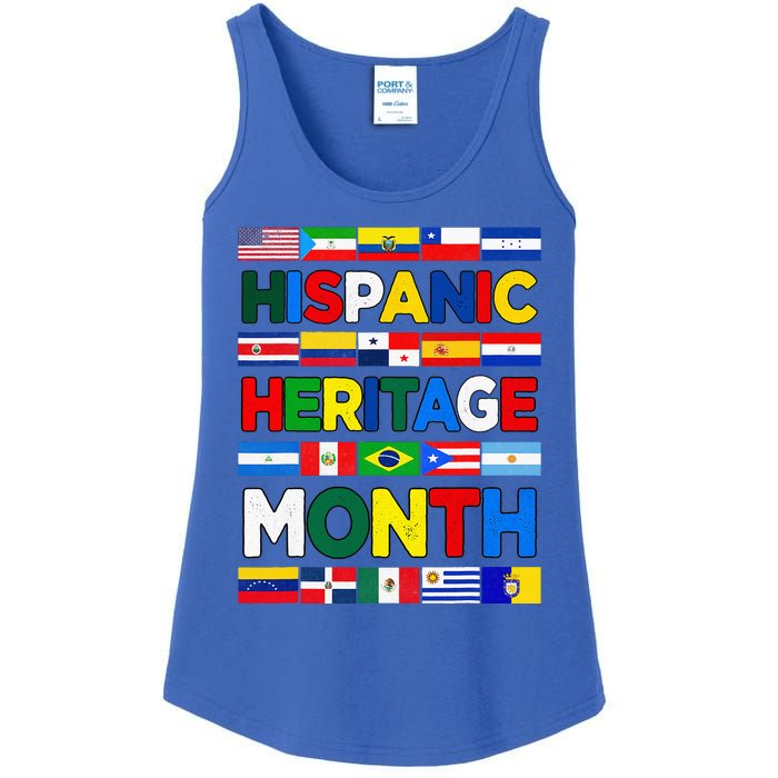 Hispanic Heritage Month Flags All Countries Flag Heart Hands Ladies Essential Tank