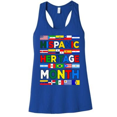 Hispanic Heritage Month Flags All Countries Flag Heart Hands Women's Racerback Tank