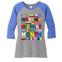 Hispanic Heritage Month Flags All Countries Flag Heart Hands Women's Tri-Blend 3/4-Sleeve Raglan Shirt