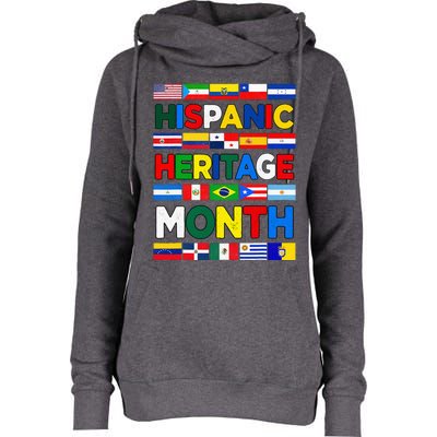 Hispanic Heritage Month Flags All Countries Flag Heart Hands Womens Funnel Neck Pullover Hood