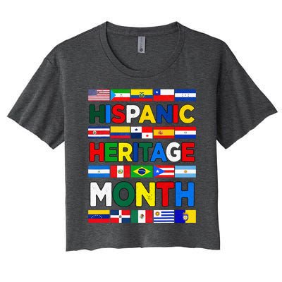 Hispanic Heritage Month Flags All Countries Flag Heart Hands Women's Crop Top Tee