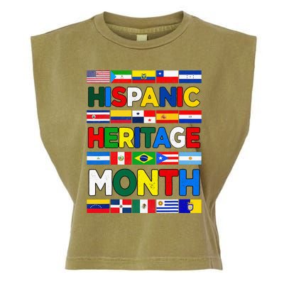 Hispanic Heritage Month Flags All Countries Flag Heart Hands Garment-Dyed Women's Muscle Tee