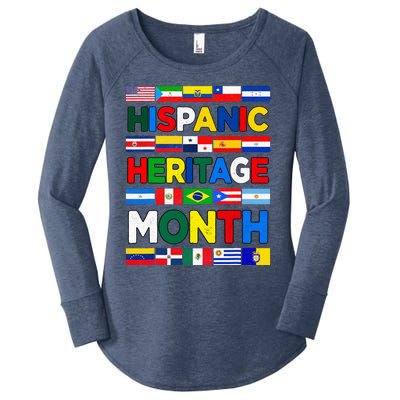 Hispanic Heritage Month Flags All Countries Flag Heart Hands Women's Perfect Tri Tunic Long Sleeve Shirt