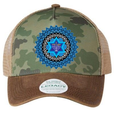 Happy Hanukkah Mandalla Star Of David Menorah Legacy Tie Dye Trucker Hat