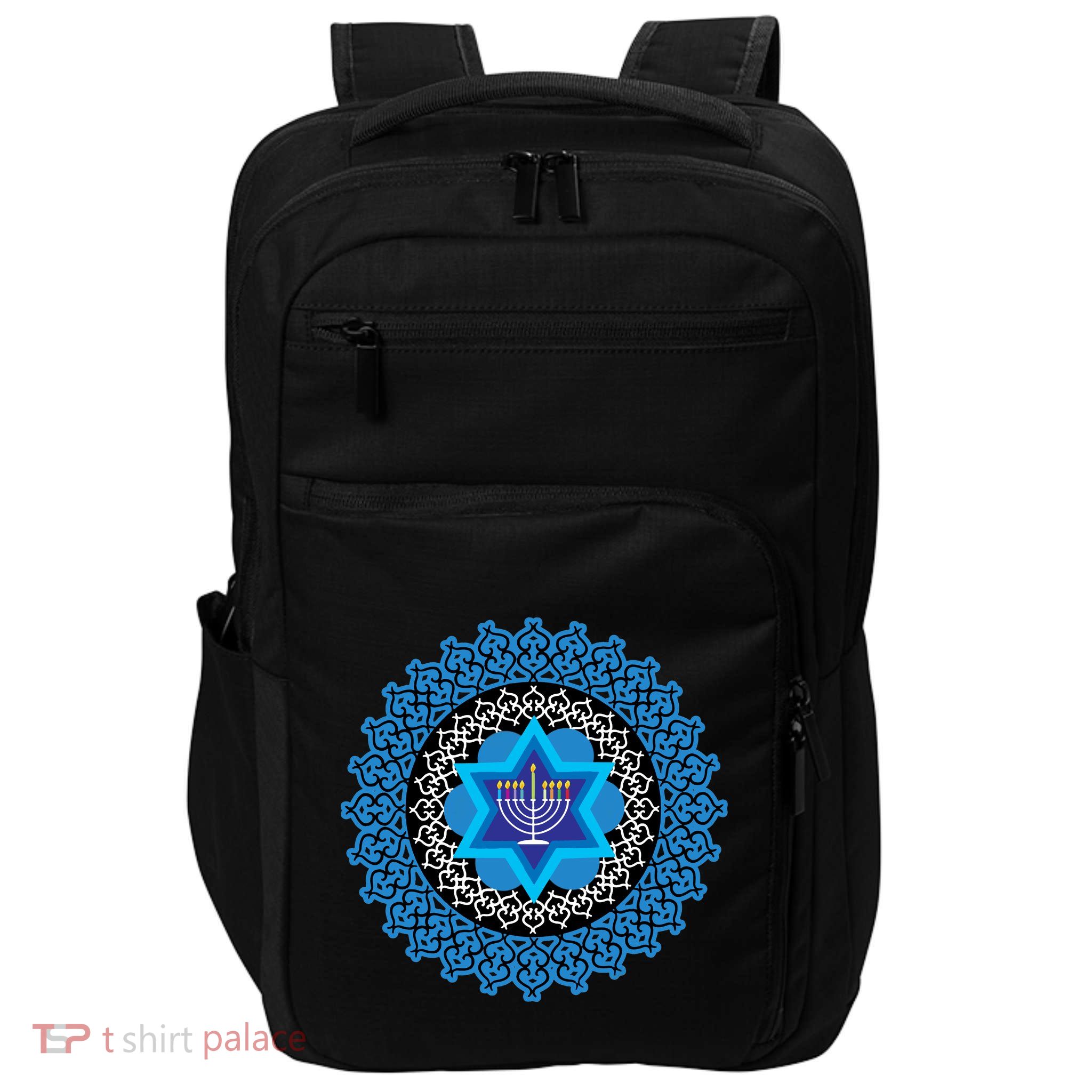 Happy Hanukkah Mandalla Star Of David Menorah Impact Tech Backpack