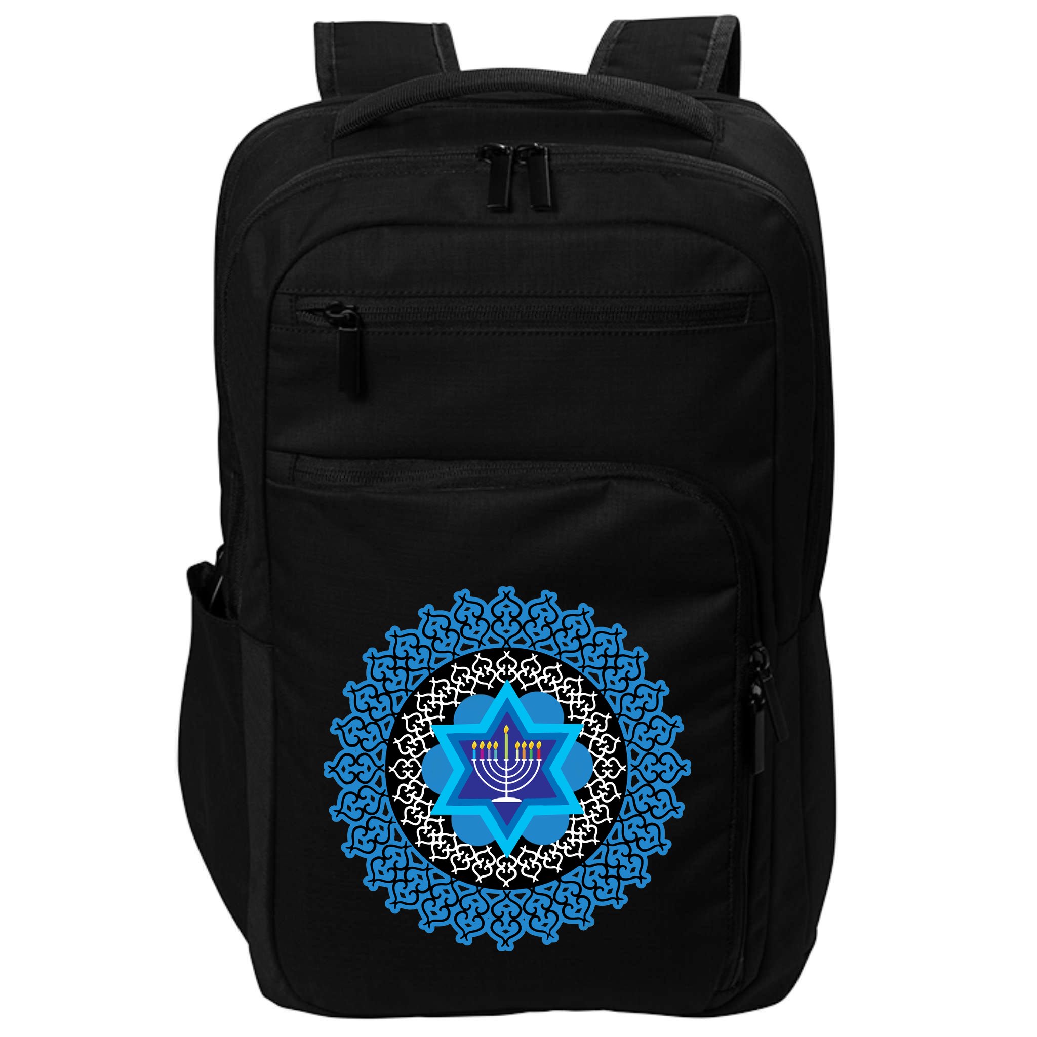Happy Hanukkah Mandalla Star Of David Menorah Impact Tech Backpack