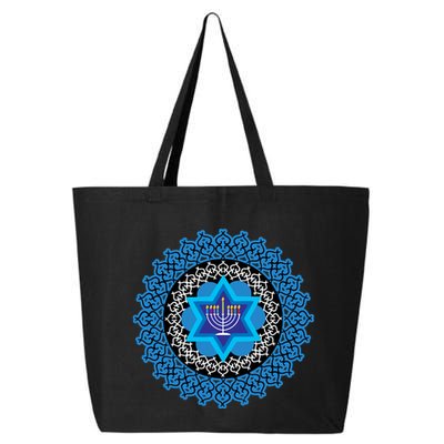 Happy Hanukkah Mandalla Star Of David Menorah 25L Jumbo Tote