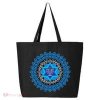 Happy Hanukkah Mandalla Star Of David Menorah 25L Jumbo Tote