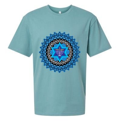 Happy Hanukkah Mandalla Star Of David Menorah Sueded Cloud Jersey T-Shirt