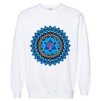 Happy Hanukkah Mandalla Star Of David Menorah Garment-Dyed Sweatshirt