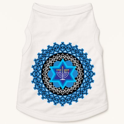 Happy Hanukkah Mandalla Star Of David Menorah Doggie Tank
