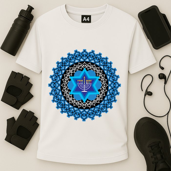 Happy Hanukkah Mandalla Star Of David Menorah Performance Shirt