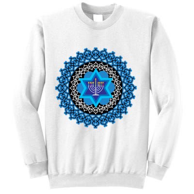 Happy Hanukkah Mandalla Star Of David Menorah Sweatshirt