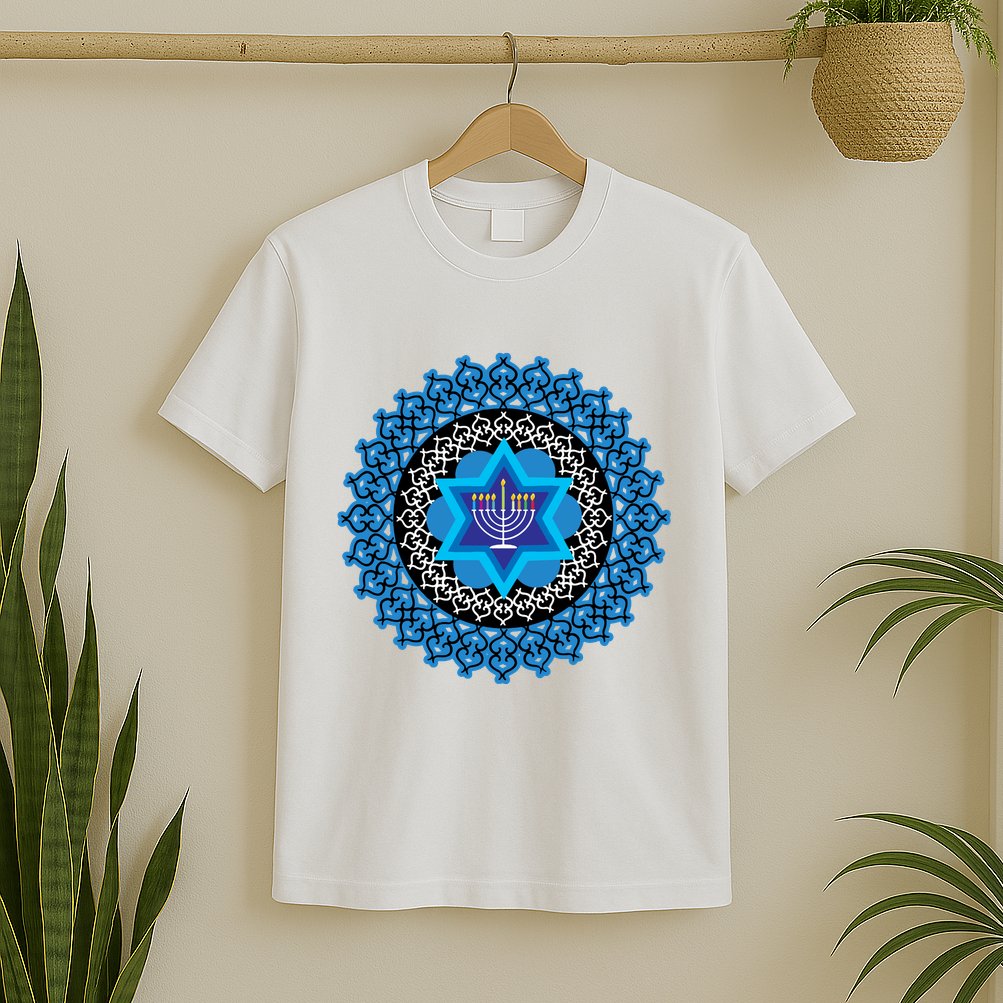 Happy Hanukkah Mandalla Star Of David Menorah T-Shirt