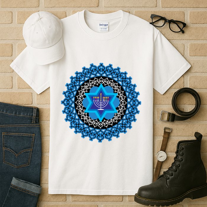 Happy Hanukkah Mandalla Star Of David Menorah Tall T-Shirt
