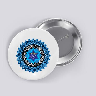 Happy Hanukkah Mandalla Star Of David Menorah Button