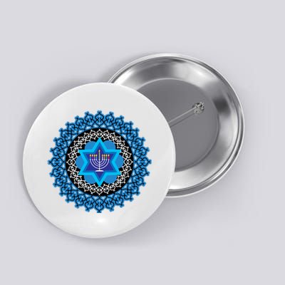 Happy Hanukkah Mandalla Star Of David Menorah Button