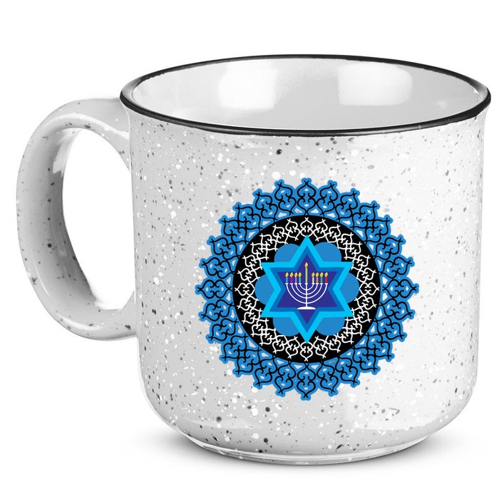 Happy Hanukkah Mandalla Star Of David Menorah 15oz Campfire Ceramic Mug