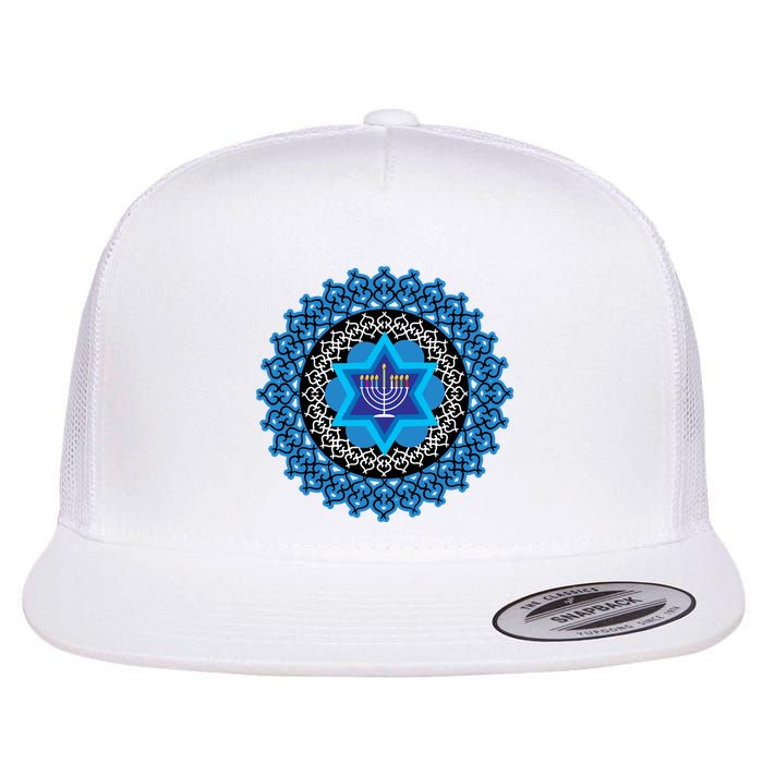 Happy Hanukkah Mandalla Star Of David Menorah Flatbill Hat