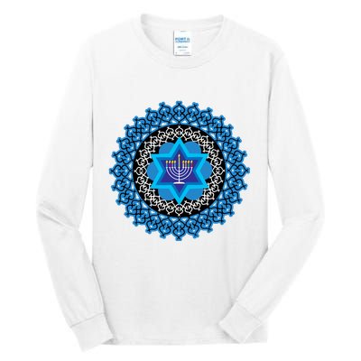 Happy Hanukkah Mandalla Star Of David Menorah Tall Long Sleeve T-Shirt