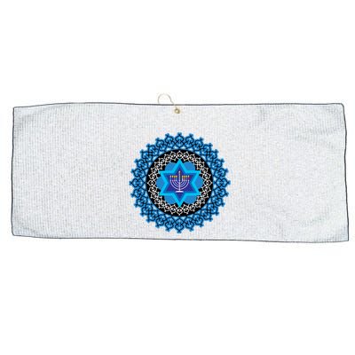 Happy Hanukkah Mandalla Star Of David Menorah Large Microfiber Waffle Golf Towel
