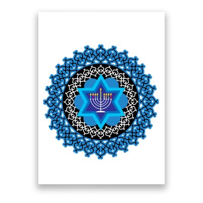 Happy Hanukkah Mandalla Star Of David Menorah Poster