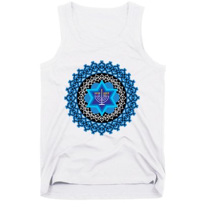 Happy Hanukkah Mandalla Star Of David Menorah Tank Top