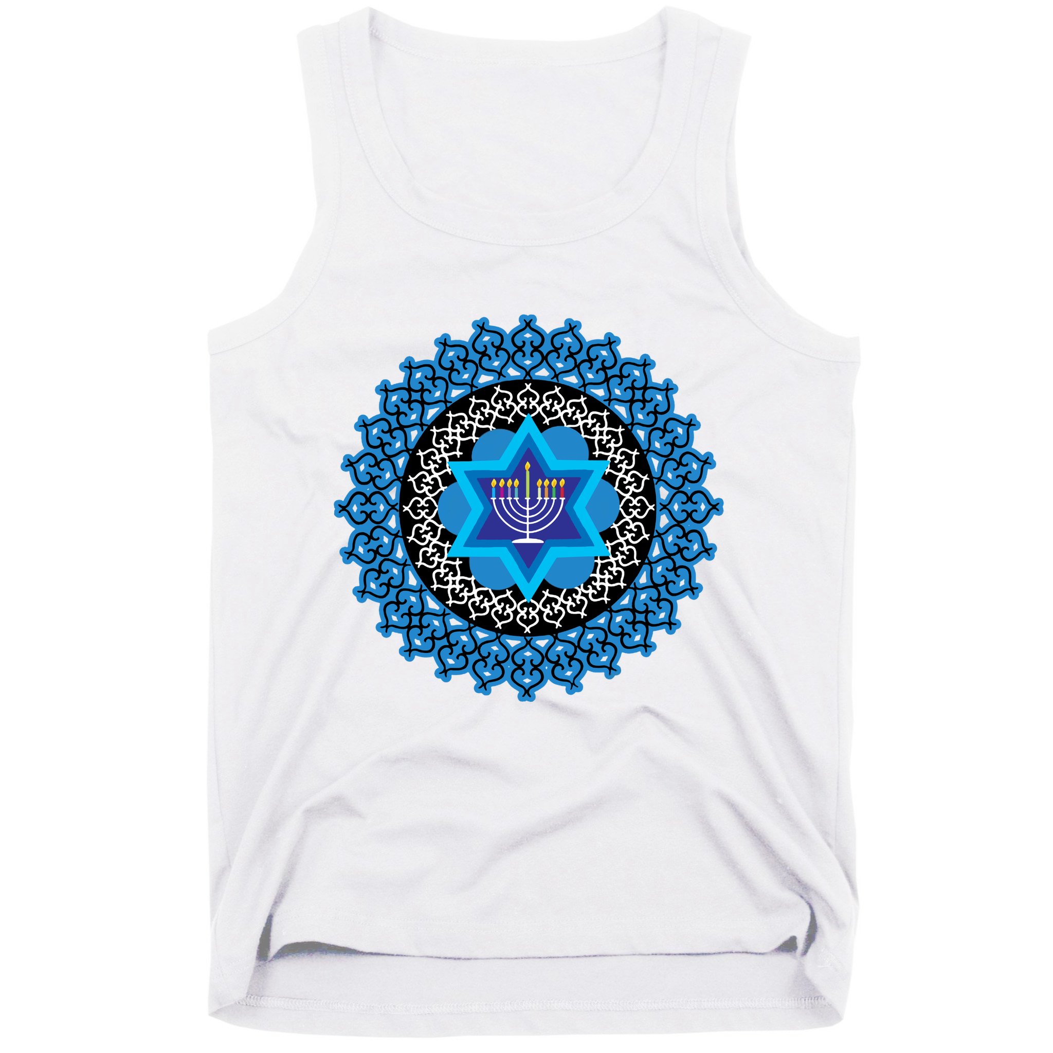 Happy Hanukkah Mandalla Star Of David Menorah Tank Top