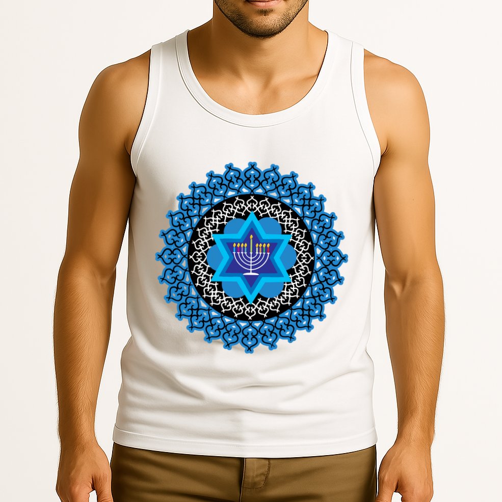 Happy Hanukkah Mandalla Star Of David Menorah Tank Top