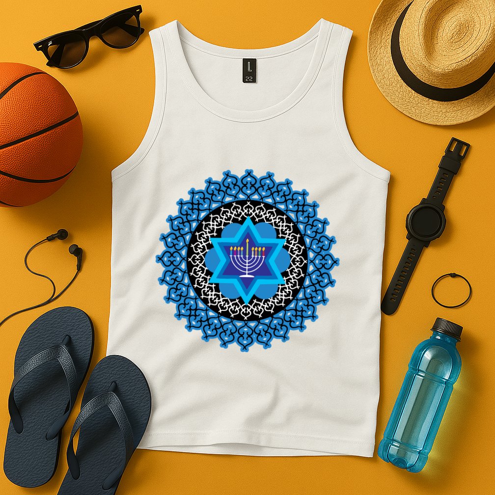 Happy Hanukkah Mandalla Star Of David Menorah Tank Top