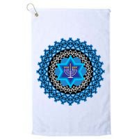 Happy Hanukkah Mandalla Star Of David Menorah Golf Towel