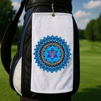 Happy Hanukkah Mandalla Star Of David Menorah Golf Towel