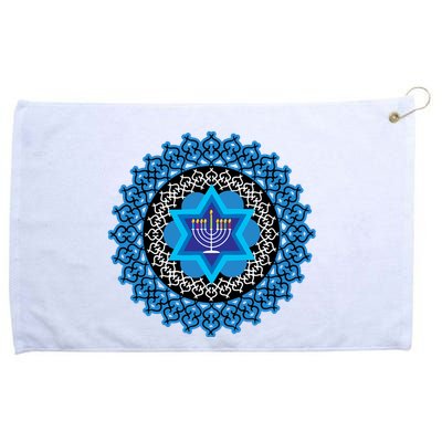 Happy Hanukkah Mandalla Star Of David Menorah Grommeted Golf Towel