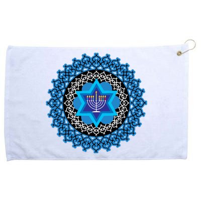 Happy Hanukkah Mandalla Star Of David Menorah Grommeted Golf Towel