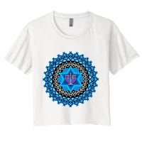 Happy Hanukkah Mandalla Star Of David Menorah Women's Crop Top Tee