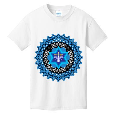 Happy Hanukkah Mandalla Star Of David Menorah Kids T-Shirt